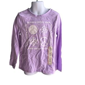 Girls Cat And Jack Size XS 4/5 Long Sleeve T-shirt Purple Smiley Face